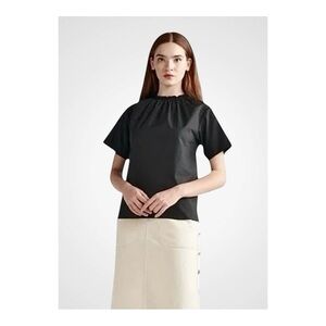 THAKOON Smocked Neck Tee in Black NWT